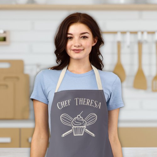 Womens Chef Custom Name Cooking Baking Apron