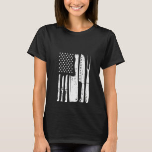 Womens Chef Knife Flag For Head Cook Usa Patrioti T-Shirt