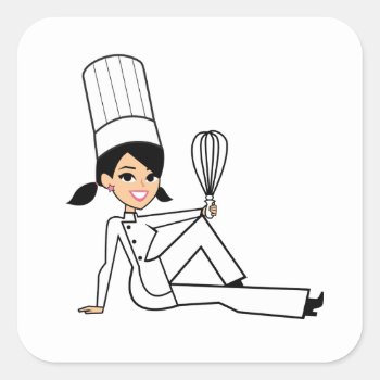 Women's Chef Sticker With Cute Illustration by ShopDesigns at Zazzle