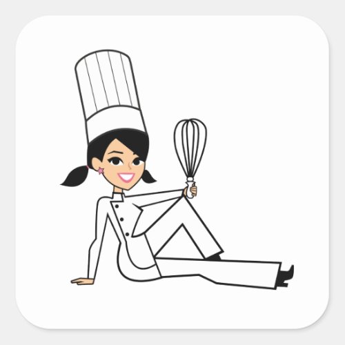 Womens Chef Sticker with Cute Illustration