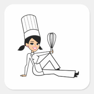 Women's Chef Sticker with Cute Illustration