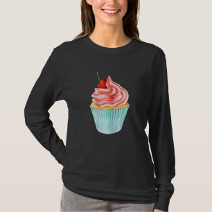 Womens Cherry Cupcake Vintage Pop Art T-Shirt