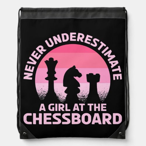 Womens Chess Lover Never Underestimate A Girl At Drawstring Bag