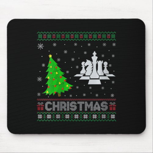 Womens Chess Xmas Tree Lighting Ugly Christmas Swe Mouse Pad