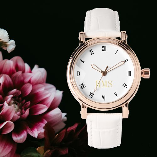 Womens Chic Stylish Elegant Rose Gold Monogrammed Watch