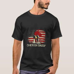 Womens Chicken Daddy Dad USA American Flag 4th of T-Shirt