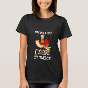 Womens Chicken It Twice Funny Chicken Christmas T-Shirt