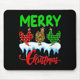 Womens Chicken Merry Christmas Pajamas Leopard Buf Mouse Pad