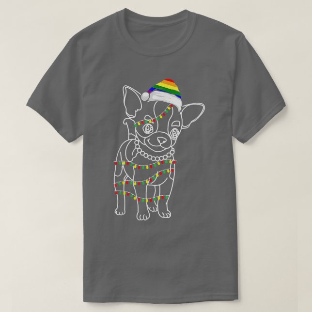Womens Chihuahua Christmas Tree Lights Dog Puppy L T-Shirt (Design Front)