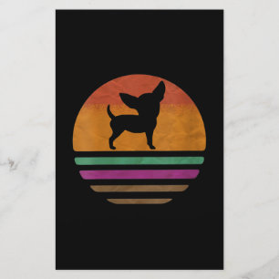 Womens Chihuahua Dog 60s 70s 80s Silhouette Stationery
