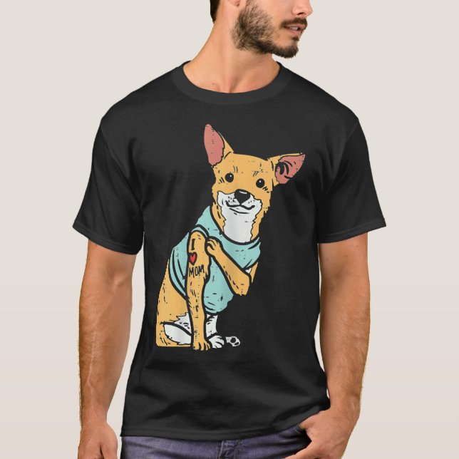 Womens Chihuahua Love Mom Tattoo Chiwawa Dog Owner T-Shirt (Front)