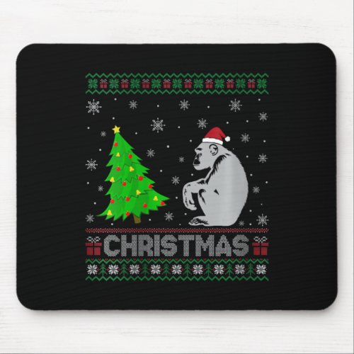 Womens Chimpanzee Xmas Tree Lighting Ugly Christma Mouse Pad