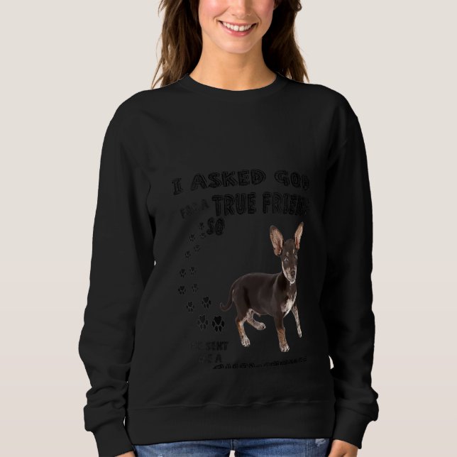 Womens Chiweenie Saying Mom Dad Print Dachshund Ch Sweatshirt (Front)