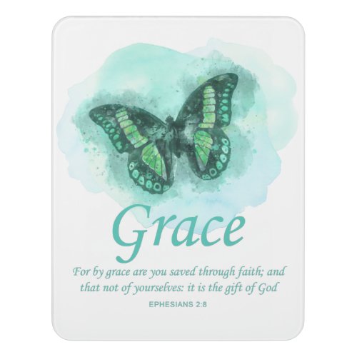 Womens Christian Bible Butterfly Verse Grace Door Sign