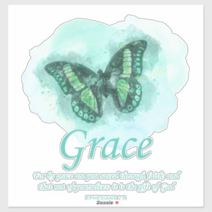 Womens Christian Bible Butterfly Verse: Grace Sticker