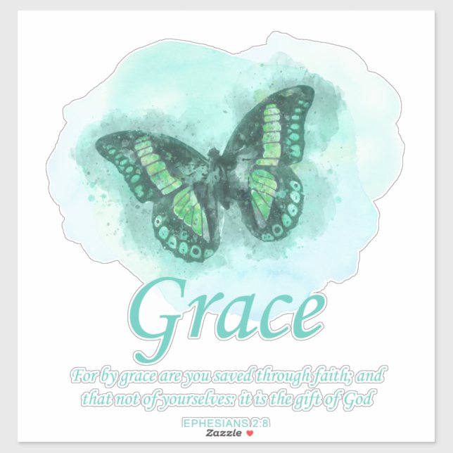 Womens Christian Bible Butterfly Verse: Grace Sticker (Sheet)