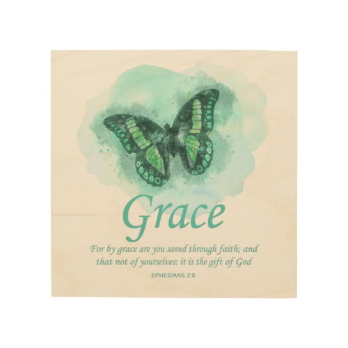 Womens Christian Bible Butterfly Verse Grace Wood Wall Art