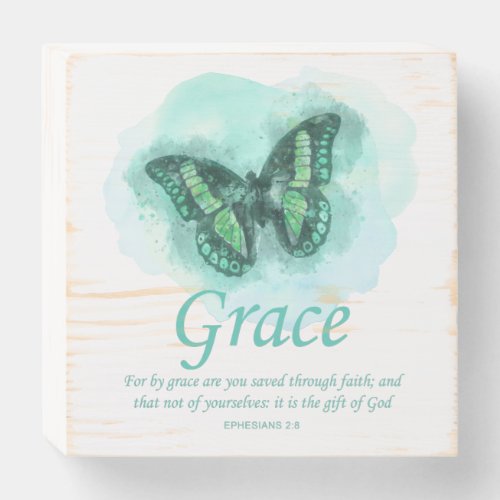 Womens Christian Bible Butterfly Verse Grace Wooden Box Sign