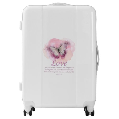Womens Christian Bible Butterfly Verse Love Luggage