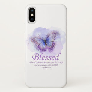Women's Christian Bible Verse Butterfly: Blessed iPhone X Case