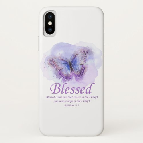 Womens Christian Bible Verse Butterfly Blessed iPhone X Case