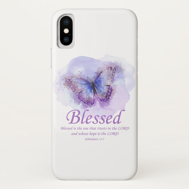 Women's Christian Bible Verse Butterfly: Blessed Case-Mate iPhone Case (Back)
