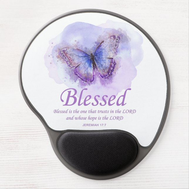 Women's Christian Bible Verse Butterfly: Blessed Gel Mouse Pad (Front)