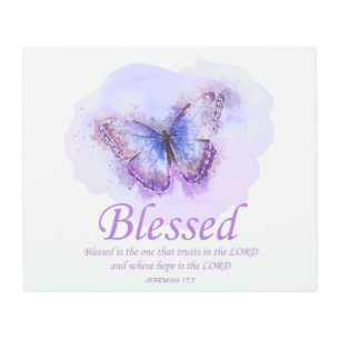 Women's Christian Bible Verse Butterfly: Blessed Metal Print
