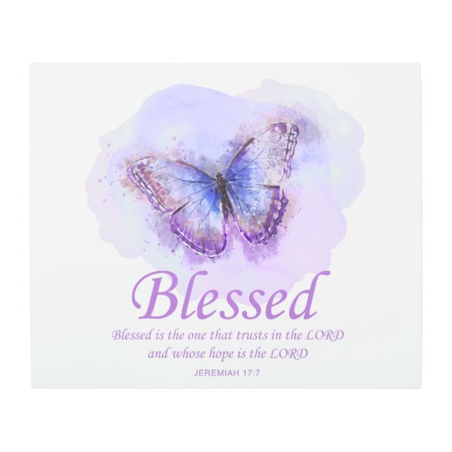 Women's Christian Bible Verse Butterfly: Blessed Metal Print (Front)