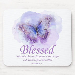 Women's Christian Bible Verse Butterfly: Blessed Mouse Pad