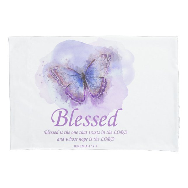 Women's Christian Bible Verse Butterfly: Blessed Pillow Case (Front)