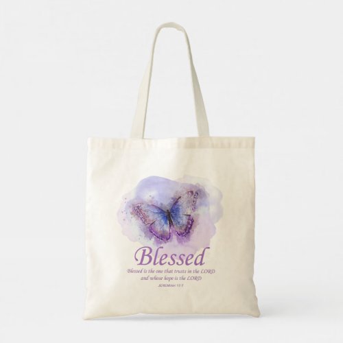 Womens Christian Bible Verse Butterfly Blessed Tote Bag