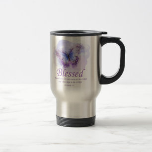 Women's Christian Bible Verse Butterfly: Blessed Travel Mug