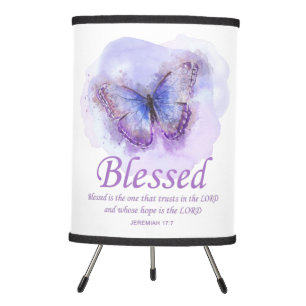 Women's Christian Bible Verse Butterfly: Blessed Tripod Lamp