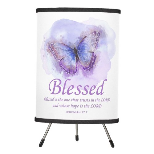Womens Christian Bible Verse Butterfly Blessed Tripod Lamp
