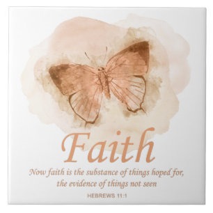 Women's Christian Bible Verse Butterfly: Faith Ceramic Tile