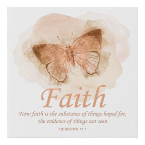 Womens Christian Bible Verse Butterfly Faith Faux Canvas Print