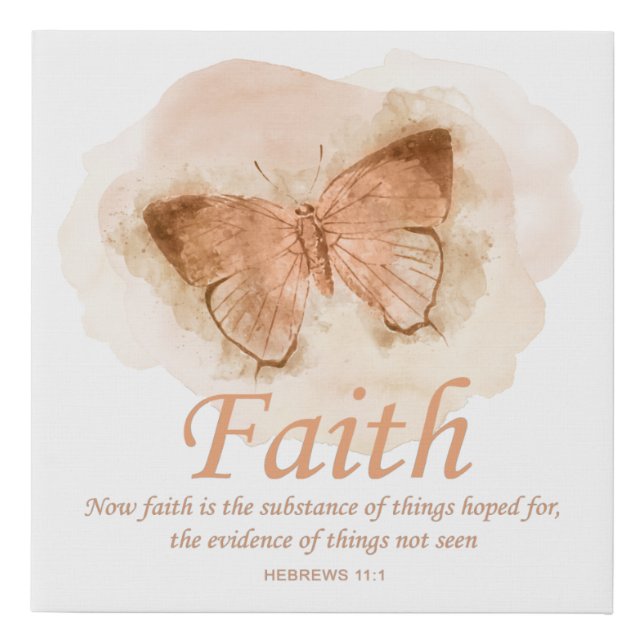 Women's Christian Bible Verse Butterfly: Faith Faux Canvas Print (Front)
