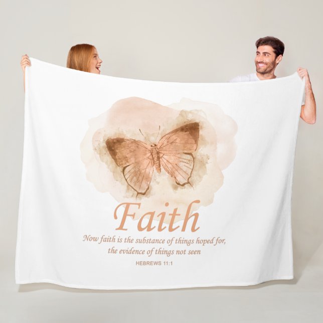 Women's Christian Bible Verse Butterfly: Faith Fleece Blanket (In Situ)