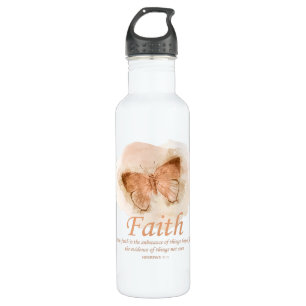 Women's Christian Bible Verse Butterfly: Faith Stainless Steel Water Bottle