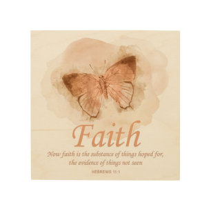 Women's Christian Bible Verse Butterfly: Faith Wood Wall Art
