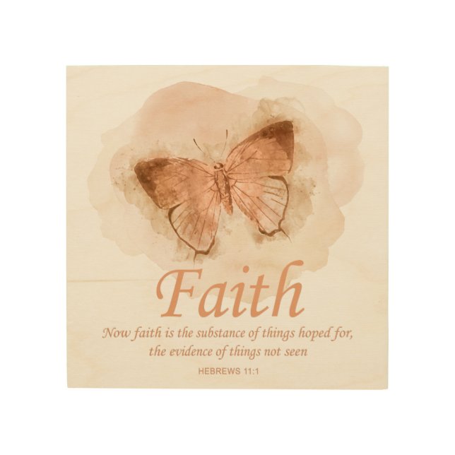 Women's Christian Bible Verse Butterfly: Faith Wood Wall Art (Front)