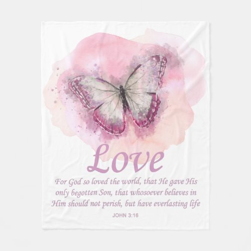 Womens Christian Bible Verse Butterfly Love Fleece Blanket