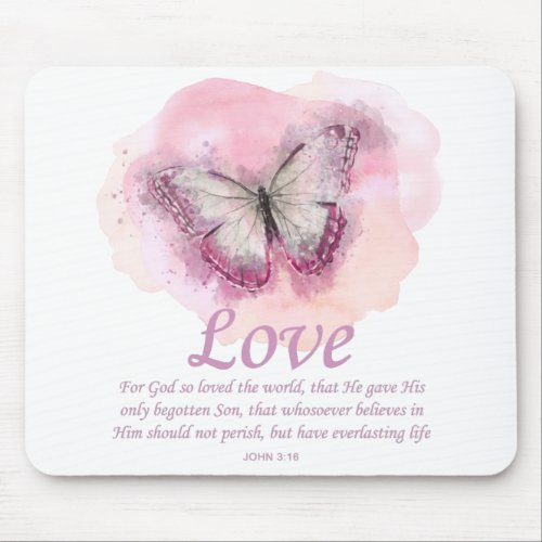 Womens Christian Bible Verse Butterfly Love Mouse Pad