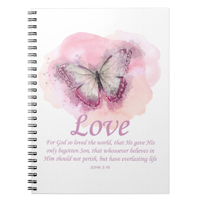 Women's Christian Bible Verse Butterfly: Love Notebook (Front)
