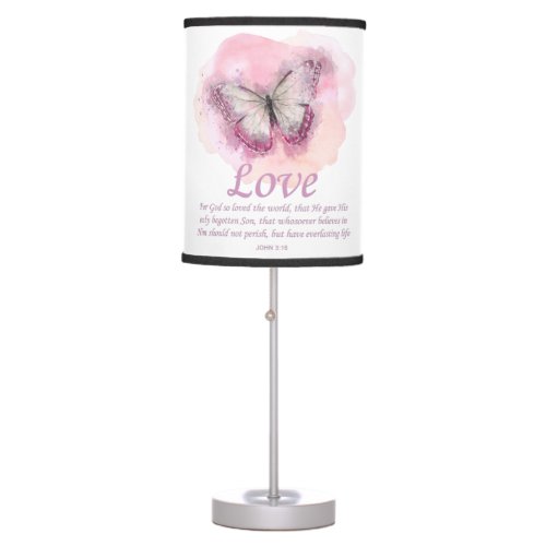 Womens Christian Bible Verse Butterfly Love Table Lamp