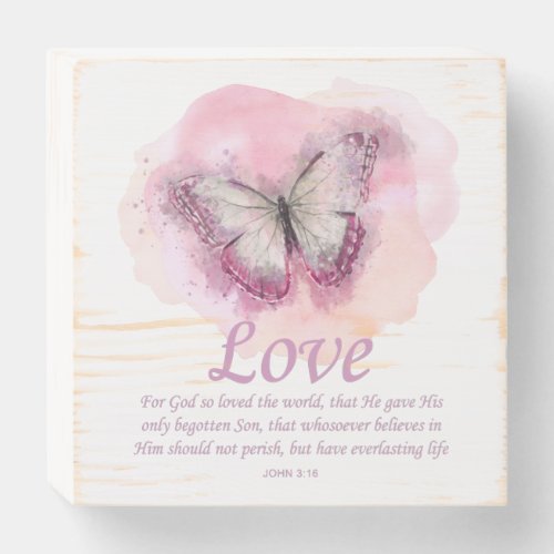 Womens Christian Bible Verse Butterfly Love Wooden Box Sign