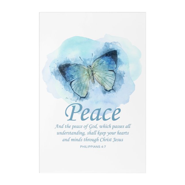 Women's Christian Bible Verse Butterfly: Peace Acrylic Print (Front)