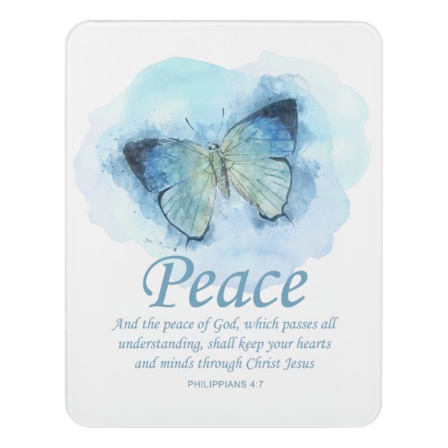 Women's Christian Bible Verse Butterfly: Peace Door Sign (Contemporary Vert)