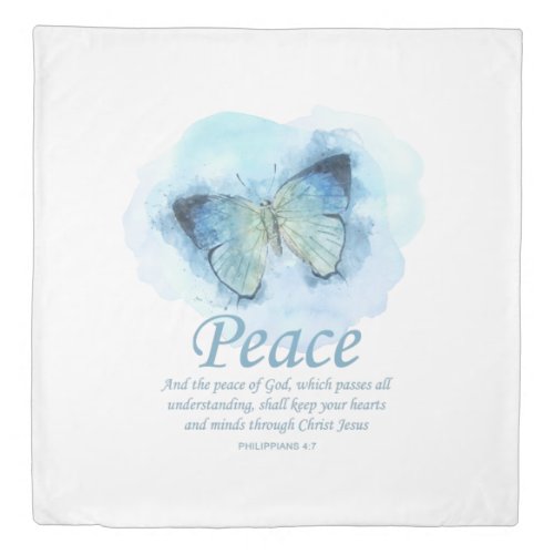 Womens Christian Bible Verse Butterfly Peace Duvet Cover